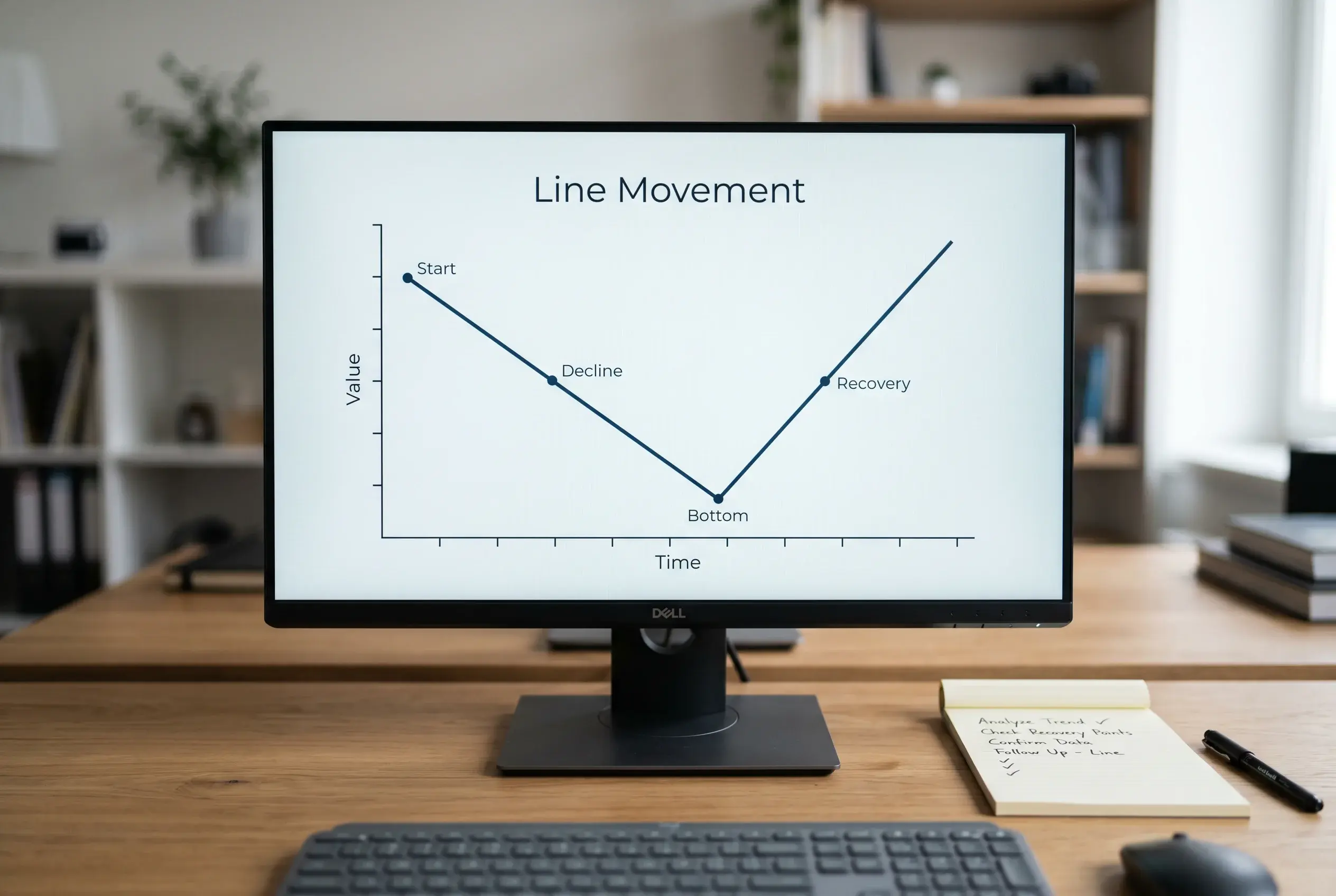 Line graph showing UFC moneyline movement with sharp action and public money arrows annotated